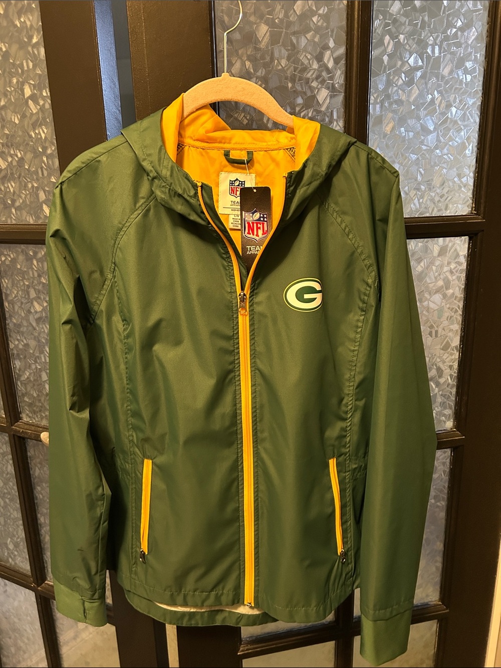 NFL Green & Yellow Hooded Windbreaker Jacket